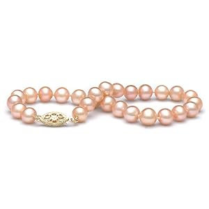 Click here to buy AAA Quality, 6.0-7.0 mm, 7.5-inch, Pink Freshwater Pearl Bracelet by PearlParadise.com.