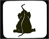 Mouse Pad with elephant, trunk, sitting, back, black