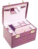 Davidt's - 701774 - Boite &agrave; bijoux Mixte - Cuir Synth&eacute;tique fa&ccedil;on Vachette - Violet - 30x19x21 cm