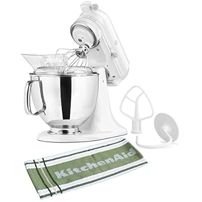 KitchenAid Artisan Series White on White Stand Mixer with Free Kitchen Towel