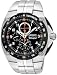 Seiko #SNAD23 Men's Black Dial Sportura Chronograph Alarm Watch
