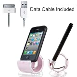 Sinjimoru Sync Stand Dock Cradle Holder with USB Cable for iPhone 4, 4S, 3G, 3GS, and iPod (PINK)