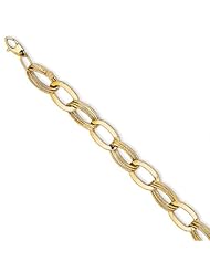 14k Polished and Textured Hollow w/ext. Bracelet Length 8"