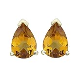 14K Yellow Gold 5 x 7 MM Teardrop Shaped Citrine Earring Studs