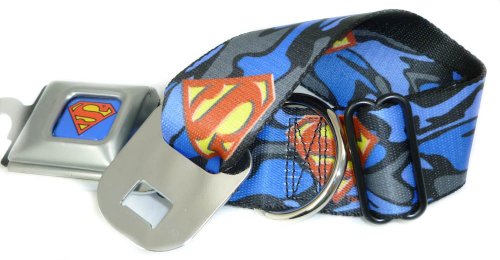  Superman Seat Belt Buckle Dog Collar 1.5" 18-32"