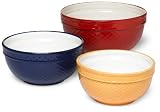 DII Set of 3 Vintage Lattice Ceramic Mixing Bowl - Mixed Sizes