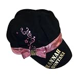 Disney Hannah Montana Girl's Black Newsboy Cap Hat with Pink Satin Bow