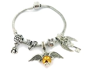 Harry Potter/Golden Snitch Inspired Charm Bracelet - Gift Boxed - 17cm Medium