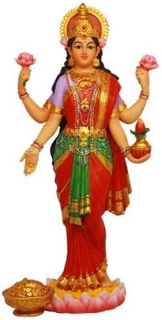 10" Lakshmi Laxmi Hindu Goddess of Good Fortune and Wealth Eastern Decor
