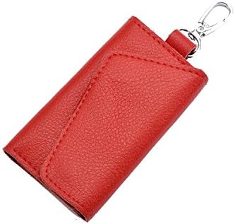 MOX Fashion Leather Key Case Pure Color Car Keychain Key Holder Bag Wallet Cover/Six Key Hook Zipper Case with Card Holder