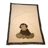 The Babymio Collection Kona the Monkey Blanket, Ivory/Brown