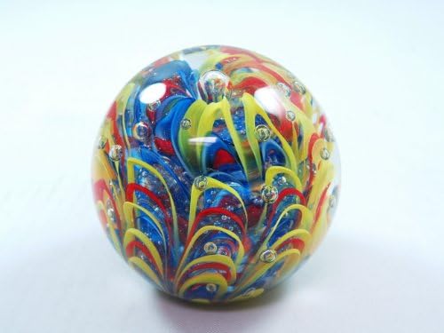 Murano Design Mouth Blown Blue Swirl Bubble Handmade Art Glass Paperweight Pw-011