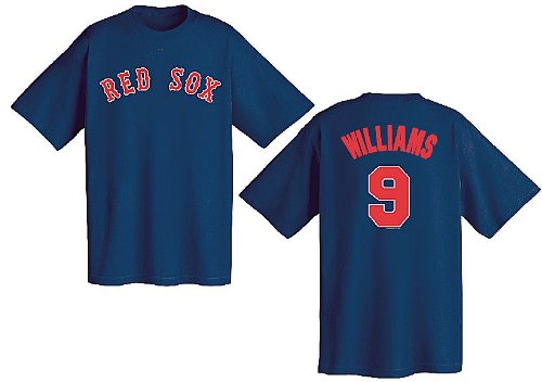 Ted Williams Boston Red Sox MLB Throwback 2 Sided Short Sleeve Tee Shirt By Majestic (S=36)