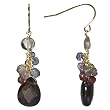 14K Gold Over Silver Cluster Drop Earring - Smokey Quartz