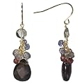 14K Gold Over Silver Cluster Drop Earring - Smokey Quartz
