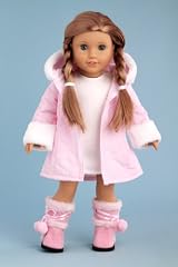 Cotton Candy - Pink parka with hood, short ivory dress and pink boots - 18 Inch American Girl Doll Clothes
