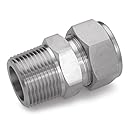 Ham-Let Stainless Steel 316 Let-Lok Compression Fitting, Thermocouple, Adapter, 1/4" NPT Male x 1/8" Tube OD