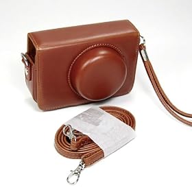 Cosmos Brown Leather Case Cover Bag for LEICA/LUX4/PANASONIC/LUMIX/LX2/LX3 Camera + Cosmos Cable Tie
