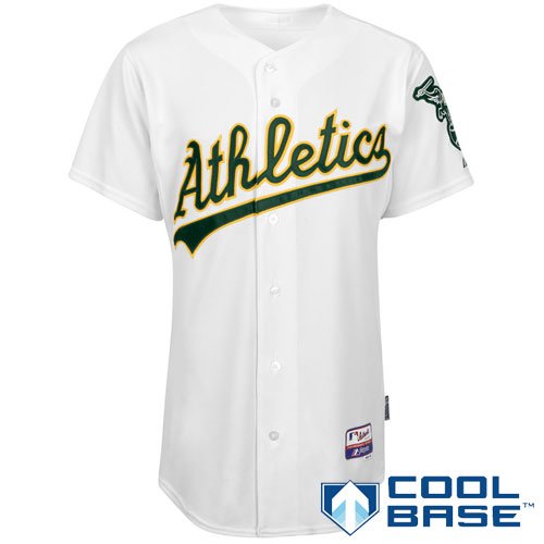 MLB Men's Oakland Athletics Six Button Cool Base Authentic Home Jersey (White, 44/Large)