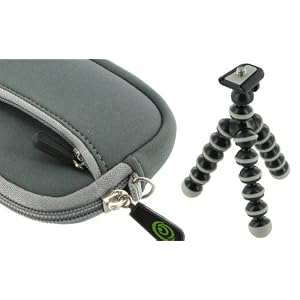 Neoprene Sleeve Case (Grey) and Premium Tripod for Nikon Coolpix S4000 12 MP Digital Camera Pink