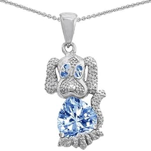 CandyGem 14k Gold Plated 925 Sterling Silver Dog Pendant with Simulated Heart... by