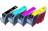4 Pack Non-OEM (CLI-221BK,C,M,Y)Ink Cartridge w/ Chip for Canon CLI-221BK Pixma Canon P3600 iP4600 MP560 MP620 MX860 MP980