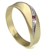 Produkt-Bild: goldmaid Eleganter Bi-Color Gold 333 Ring 1 Rubin, Linie, Gr&ouml;sse 54 Pr R797GG54