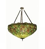 Meyda Tiffany Custom Lighting 30283 Tiffany Hanging Head Dragonfly 5LT Pendant, Mahogany Bronze Finish with Amber, Emerald, and Ruby Stained Art Glass