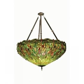 Meyda Tiffany 30283 Tiffany Hanginghead Dragonfly Inverted Pendant, Mahogany Bronze Finish with Stained