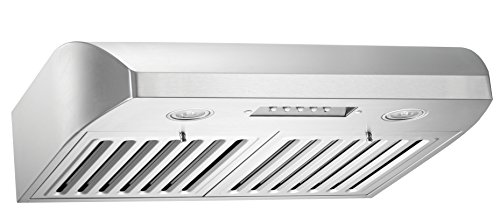 KOBE Range Hoods CHX2230SQB-1 Contemporary Brillia 30″ Under Cabinet Range Hood, 3-Speed, 680 CFM, LED Lights, Baffle Filters, Stainless Steel
