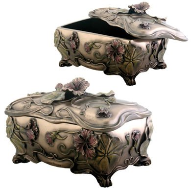Art Nouveau Poppy Box Jewelry Holder Decoration Accessory Collectible