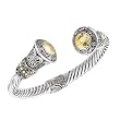 925 Silver Hammered Circle Cuff Bracelet with 18k Gold Accents