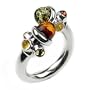 Certified Genuine Multicolor Baltic Amber and Sterling Silver Adjustable Designer Ring, Sizes 5,6,7,8,9,10,11,12