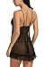 Avidlove Women Lingerie Lace Babydoll V Neck Sleepwear Mesh Chemises Black