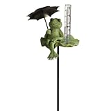 Grasslands Road Lilypad Lane Frog with Umbrella Rain Gauge Stake