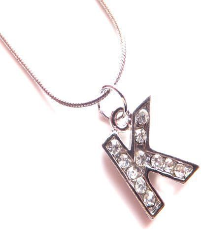 Girls K Small Crystal Initial Letter Necklace IN3165