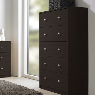 Portland Bedroom Five Drawer Dresser in Coffee