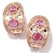 14K Rose Gold Rubellite & Diamond Etruscan Earrings