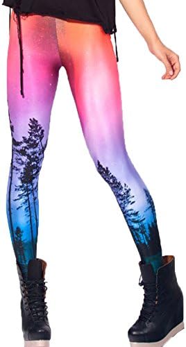 EAST KNITTING Women's Galaxy Printed Seamless Leggings Plus Size (3XL,Colorful)