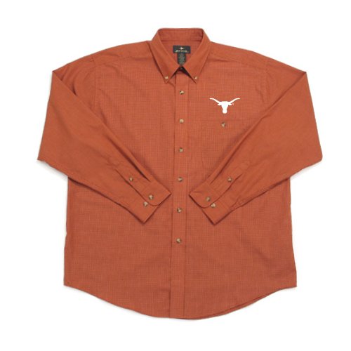 Antigua Texas Matrix Mini Check Long Sleeve Shirt (Medium, TX Orange/White)