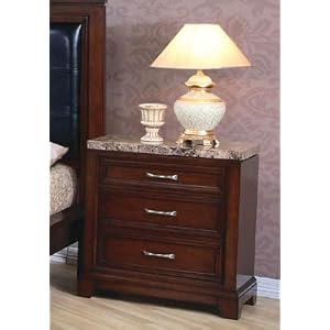 Nightstand with Marble Top in Mahogany Finish