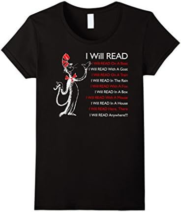 Women's I Will Read Here There Everywhere Book Reader TShirt Small Black