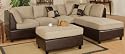 3pcs Sectional Sofa Set with Ottoman in Pebble Finish
