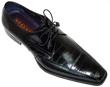 MEZLAN "TURIN" GENUINE EEL AND POLISHED CORDOVAN LEATHER SHOES