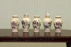 Set of 5 Eggshell Porcelain Vases - Dollhouse Miniature