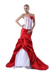 Strapless Organza/Taffeta Two-Toned Sweetheart Mermaid Spring Fall Feathers Wedding Dress  with a Chapel Train 