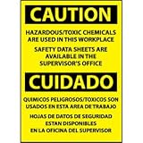 Bilingual Plastic Sign - Caution Hazardous/Toxic Chemicals Are Used In Workplace