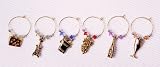 Kitchen & Housewares : Prodyne Pewter Wine Glass Charms, Wine & Cheese -Gold (W-6-W)