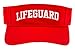 Lifeguard Visor Sports Sun Visor with Embroidered Lifeguard One Size fits All with Adjustable Velcro Strap 100% Cotton (Red)