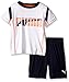 PUMA Toddler Boys' Short Sleeve Tee and Short Set, White Orange, 2T
